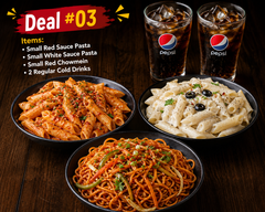 Deal #03 Items: • Small Red Sauce Pasta • Small White Sauce Pasta • Small Red Chowmein • 2 Regular Cold Drinks jani iski bhi bna du picture